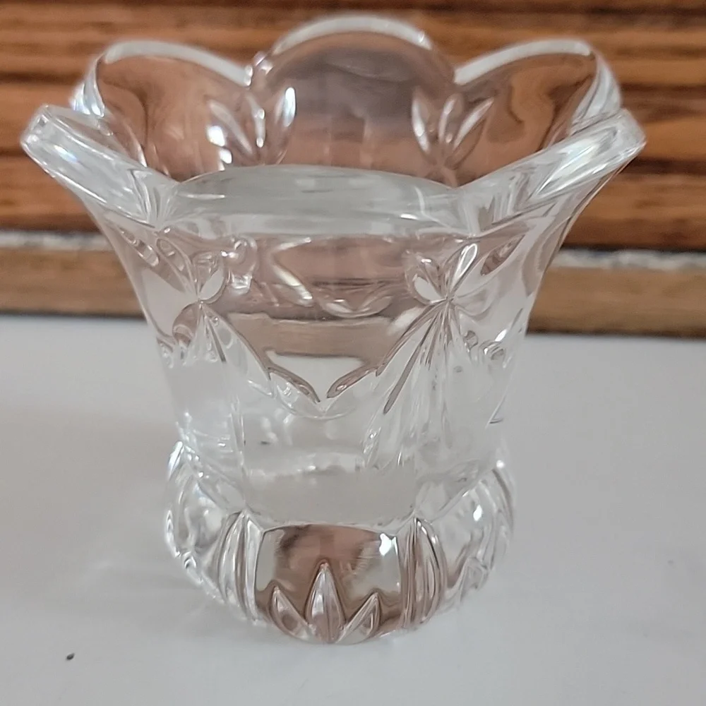 FOSTORIA 24% lead Crystal Glass Accents Vase Candle GERMANY
